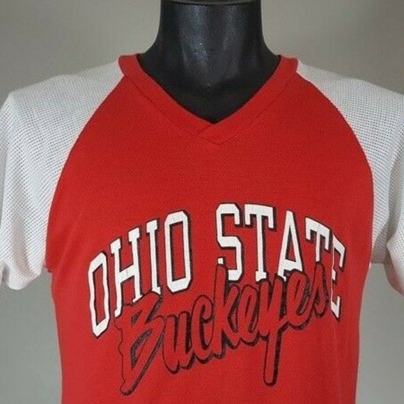Vintage Ohio State University Buckeyes T Shirt XL 80s Champion Mesh Sleeve Tee - Picture 3 of 8